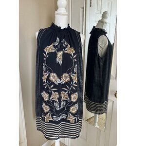 Max Studio Size M Floral Black Silk Dress